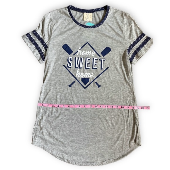 Baseball Graphic Tee - Home Sweet Home Navy & Gray Baseball Shirt - NWT - Picture 5 of 7